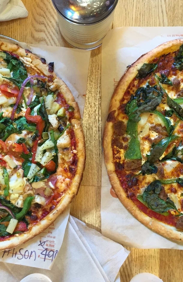 junk food dairy free pizza image from blaze pizza on a table