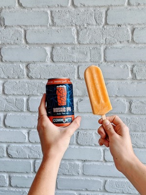 community beer IPA and peach IPA popsicle